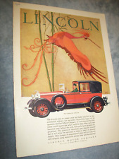 1927 Lincoln Semi-Collapsible Cabriolet mid-size mag car ad -Stark Davis bird ad picture