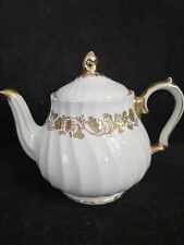 Vintage Sadler England Cream & Gold Floral Design Swirl Teapot picture