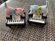 VTG Kitty Cats On Piano Salt Shakers Anthropomorphic Kitsch Japan (2) MCM READ picture