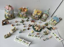 Vintage Bunny Towne Easter Village Town House Ceramic 35 Piece PERFECT🐰 picture