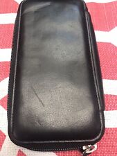 PARADISE Black Leather Fountain Pen Case holds 3 pens picture