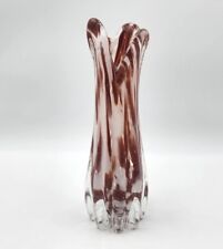 Vintage Glasd Vase Hand Blown Swung Encased Twisted Purple Amethyst 4 Finger 12” picture