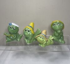 Vintage Set of 4 Anthropomorphic Frog Frogs Figurines Ceramic Porcelain HP picture