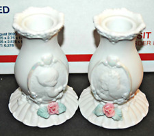 Enesco 1994 Precious Moments Candle Holder Set of 2 - Boy and Girl Porcelain picture