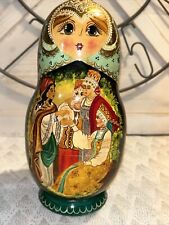1994 VTG Russian Fairytale Nesting Doll Hand Painted Signed 9.5” - 10 Pce picture