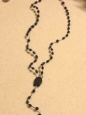 Catholic Rosary with Black plastic beads 17-1/2 inches great for kids picture