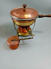 L👀K Vintage Copper Chafing Dish w Stand + Frying Pan w Lid picture