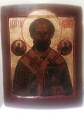 St Nicholas Old russian icon of 16th C on wood Tempera Gesso Golden Silver robe picture