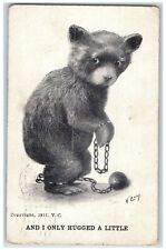 V. Colby Artist Signed Postcard Bear With Chain And I Only Hugged A Little 1912 picture