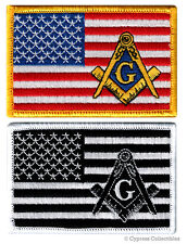 LOT of TWO MASONIC FLAG PATCH embroidered iron-on FREEMASON SQUARE COMPASS MASON picture