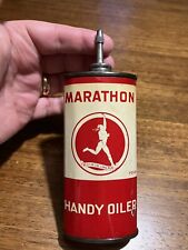 Vintage 1940s Lead Spout Top 4oz Handy Oiler Oil Can Marathon The Ohio Oil Co. picture
