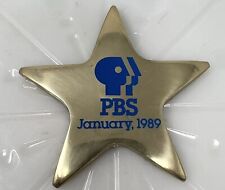 Rare Vintage Brass PBS January,1989 Star paper weight picture