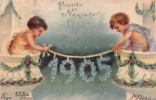PROSIT NEUJAHR-CHEERS NEW YEAR~1905 GERMAN POSTCARD picture