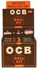 OCB Virgin 1 1/4 Roll Kit Papers+Tips+Tray 20 Packs New Full Box  Wholesale  picture