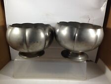 Pair of Vintage Pewter Footed Lotus Bowls picture