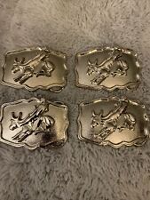 Lot of 4 Western Silvertone Belt Buckles - Bull Rider  picture