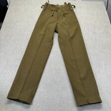 Vintage 70s WWII Dress Trousers Mens 28x32 Green Wool Button Fly Military picture