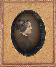 Profile View Pretty Young Lady Striped Headband 1/6 Plate Daguerreotype T468 picture