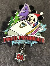 Disney 2006 Disneyland WINTER MICKEY MOUSE - Passholder LE Dangle Pin of 1500 picture
