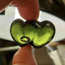 Moldavite (polished) 'Twin Hearts' w bubble (19gr) healing crystal picture