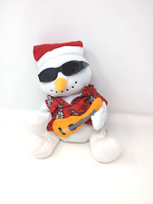 Gemmy Animated Snowman Tropical Guitar Mele Kalikmaka Hawaiian Christmas 11” picture