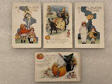 Lot Of 4 Whitney Made Halloween Post Cards Black Cats Ghost Circa 1920 picture