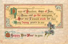 Embossed Happy New Year Flowers Old Cancel ca1900s DB Christmas Postcard N557 picture