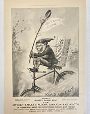 Brooke's Monkey Brand Soap riding bike print 11 x 15.5 advertisement 1898 picture