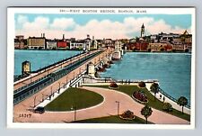 Boston MA-Massachusetts, Aerial West Boston Bridge, Antique, Vintage Postcard picture