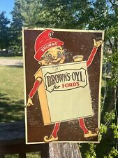 1920s Browns Oyl Ford Tin Advertising Sign picture