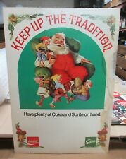 1970s Coca Cola Sprite Keep Up Tradition Christmas Cardboard Sign Santa B picture