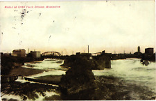 Middle or Upper Falls Spokane Washington Divided Postcard c1909 picture
