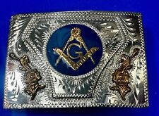 BEAUTIFUL Masons G Ruler Freemason Hand Made Will-Aren Original Belt Buckle picture
