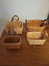 Lot Of 4 Small Longaberger Baskets With Leather Handles 1989-1994 picture