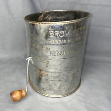 Vintage Bromwell's Flour Sifter 3 Cups Wood Handle Rustic Farmhouse Decor USA picture