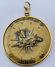 Vintage Aries Ram Zodiac Birth Sign Large Metal Coin Pendant Bicentennial picture