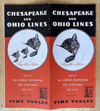 1944 CHESAPEAKE & OHIO LINES TIME TABLES SLEEP LIKE A KITTEN MAY 14, 1944 W/ MAP picture