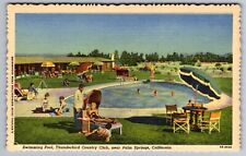 C.1940 PALM SPRINGS, CA CALIFORNIA THUNDERBIRD COUNTRY CLUB POOL Postcard P52 picture