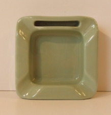 Vintage MCM Glazed Ceramic Square Ashtray, Green, Marked Hall, U. S. A., 682 picture