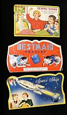 Set of 3 Vtg Sewing Needle Kits Space Ship Kitten Bestmaid Sewing Susan picture