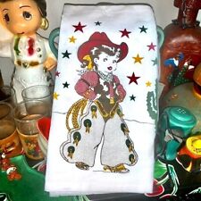 ReTrO Vtg Style Lil' Cowgirl Flour Sack Dish Tea Towel Country Kitchen picture