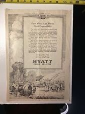 Vintage 1916 Hyatt Roller Bearings Ad, WW1 Era Farmers Tractors Farmhouse Decor picture
