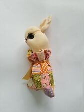 VTG Hand Sewn Cloth Easter Bunny Sock Doll Hand Made Stuffed 6.5 in For Baskets picture