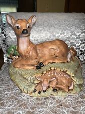 Vintage 1980’s Ceramic Deer And Fawn Figurine Wildlife picture