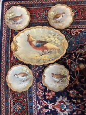 Vintage 1930 Limoge Hand Painted Cornet Game Bird Platter And 4 Plates picture