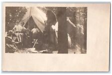 c1930's Outdoor Camping Umbrella Tent Forest RPPC Photo Vintage Postcard picture