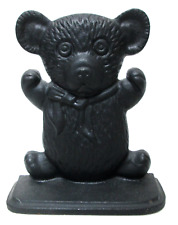 Cast Vintage Iron Teddy Bear Bookend Doorstop black 6.5 inches tall 2.7 pounds picture