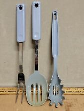 Ekco Slotted Serving Cooking Spoon Meat Fork Spaghetti Blue Violet Vintage    picture