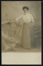 WA Long Beach RPPC 1910's WOMAN in STUDIO PHOTO at THE POSTAL SHOP One of a Kind picture