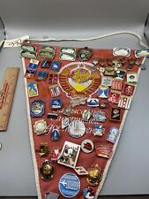 Vintage Soviet USSR 65 Pins Pennant Sports Military Political Cities Lenin CCCP picture